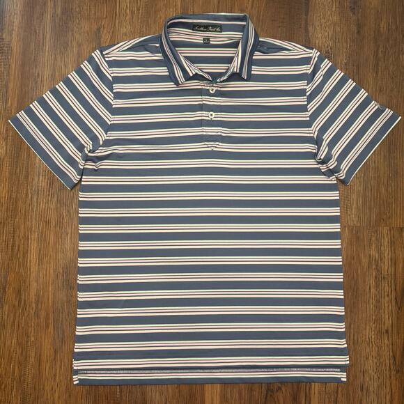 Southern Point Co. Boys LARGE blue, mint, and pink striped polo casual - Picture 2 of 8